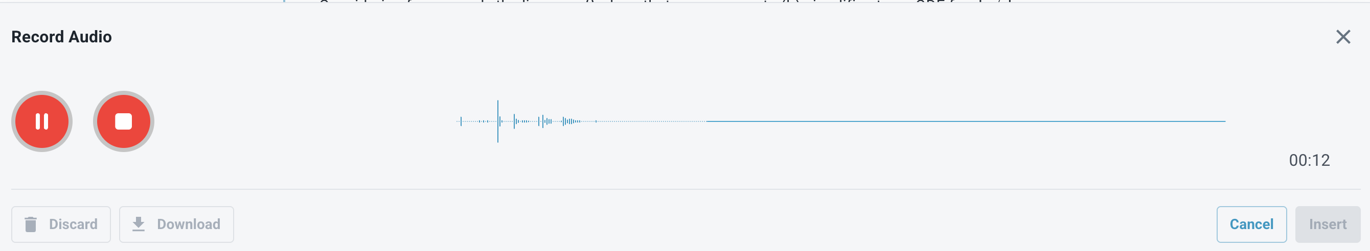 App showing direct recording of audio